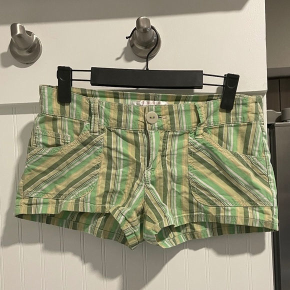 Xhilaration Y2K Green Striped Short Shorts - Picture 1 of 3